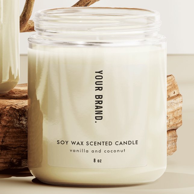 Translucent Modern Minimalist Clear Candle Labels (Translucent Candle Jar Square Label featuring modern fonts and minimal layout)