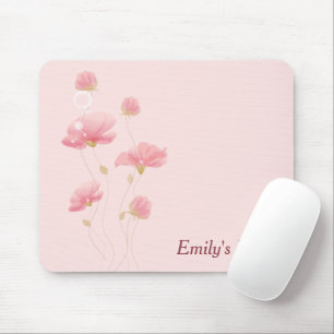 Translucent Pink Flowers On Pink Mouse Pad