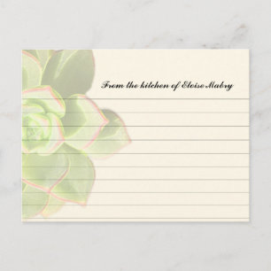 Translucent Succulent Personalised Recipe Cards