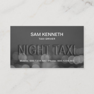 Translucent Taxi Glass Lights Bokeh Taxi Driver Business Card