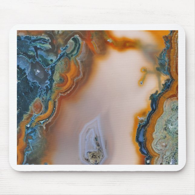 Translucent Teal & Rust Agate Mouse Pad (Front)