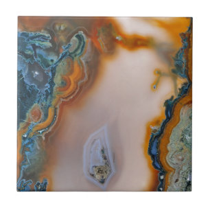Translucent Teal & Rust Agate Tile