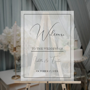 Translucent Tulle White Wedding Welcome  Acrylic Sign