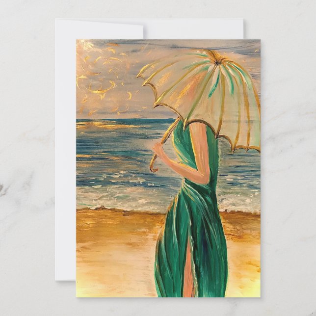 Translucent Woman by the Sea Flat Notecard (Front)