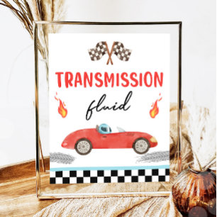 Transmission Fluid Race Car Two Fast Birthday  Poster