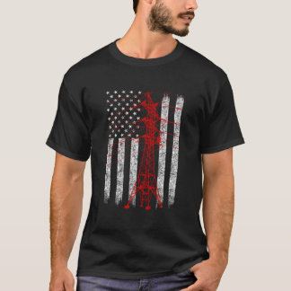 Transmission Tower American Flag Line T-Shirt