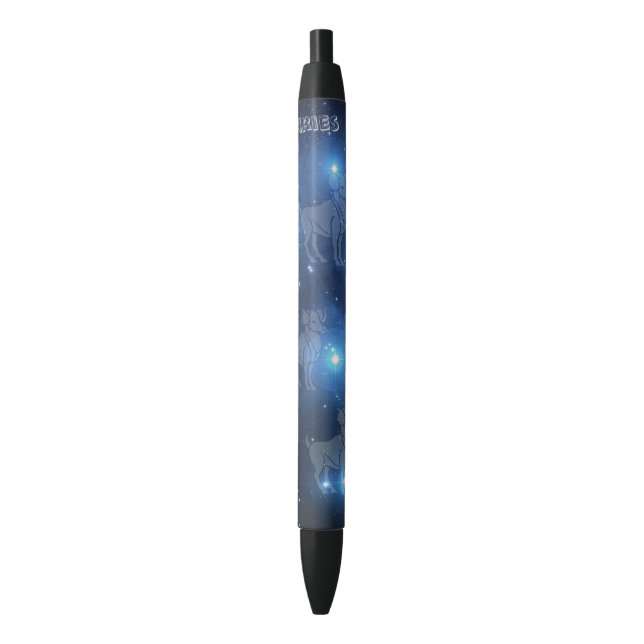 Transparent Aries Black Ink Pen (Front Vertical)