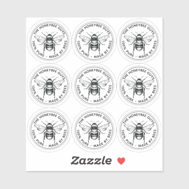 Transparent Bee Label for candles, jars & windows (Sheet)
