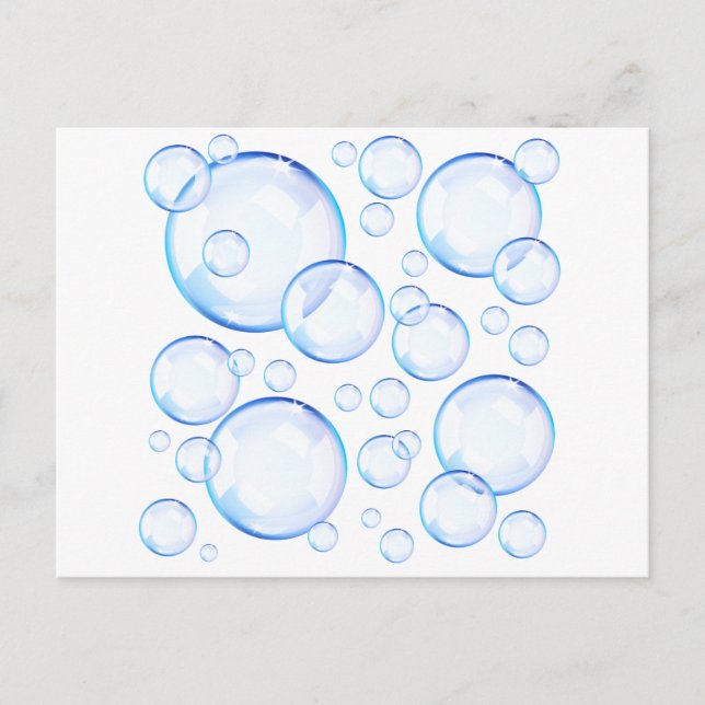 Transparent blue soap bubbles postcard (Front)