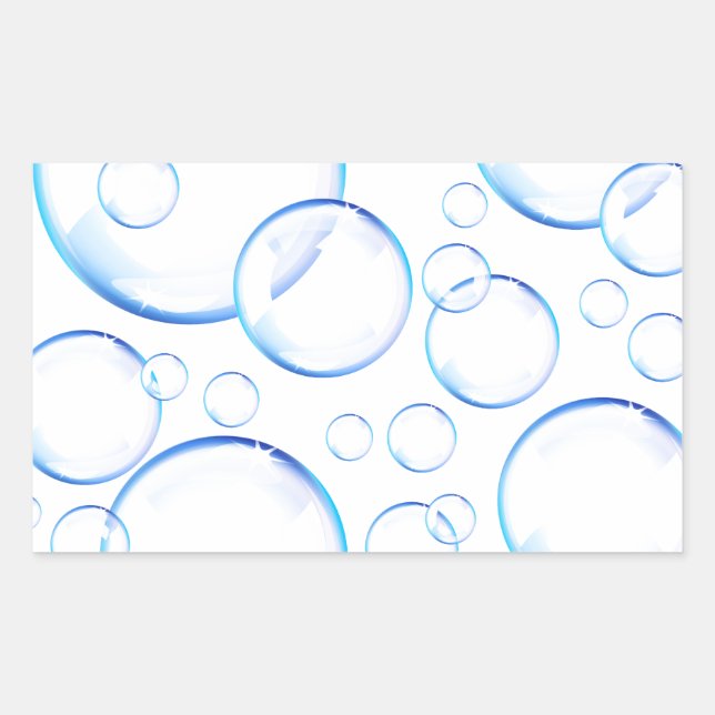 Transparent blue soap bubbles rectangular sticker (Front)