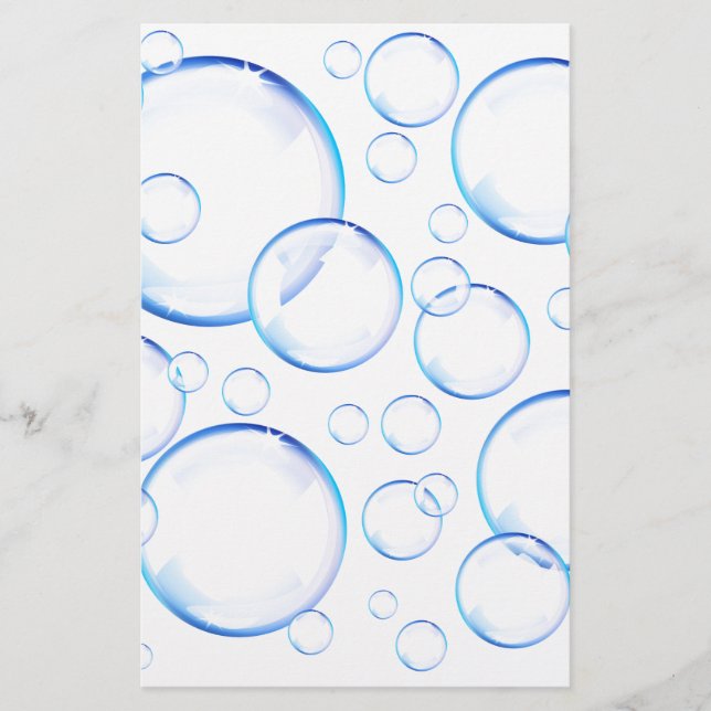 Transparent blue soap bubbles stationery (Front)