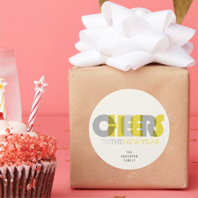 Transparent Bold Cheers To The New Year Holiday Classic Round Sticker (Party)