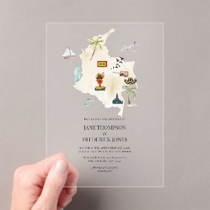 Transparent Cartagena Colombia Destination Wedding Acrylic Invitations