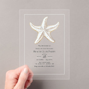 Transparent Coastal Chic Beach Club Birthday Party Acrylic Invitations