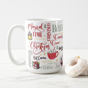 Transparent Collage with Santa, Cocoa & Lanterns Coffee Mug