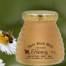 Transparent Creamed Honey Label 3 oz Skep Jar