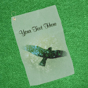 Transparent Crow Flying in Tree Tops Green Golf Towel