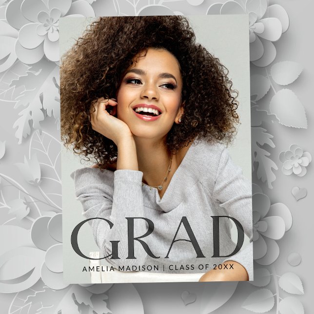 Transparent Dark Fashion Text Modern Grad Photo Announcement (Creator Uploaded)