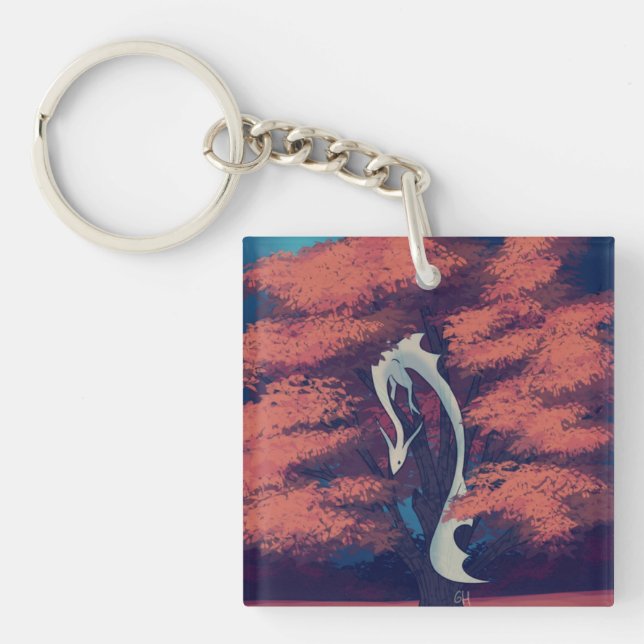 transparent dragon in tree key ring (Front)