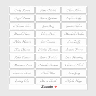 Transparent elegant traditional guest names sticke