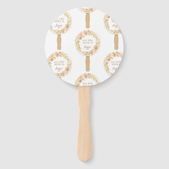 Transparent Floral Bohemian Wedding Program Fan (Front)