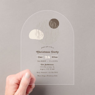 Transparent Geometric Minimalist Christmas Party Acrylic Invitations