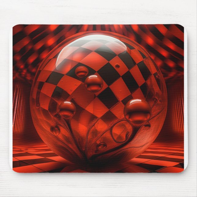 Transparent Glass Spheres and Checkerboard Floor  Mouse Pad (Front)