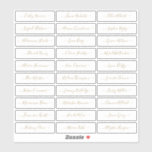 Transparent gold simple modern script guest names<br><div class="desc">Modern minimalist wedding guest names sticker with trendy modern script name in gold colour,  simple and elegant. Can be used on place cards for wedding and any other event. Available in Clear and White.</div>