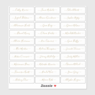 Transparent gold simple modern script guest names