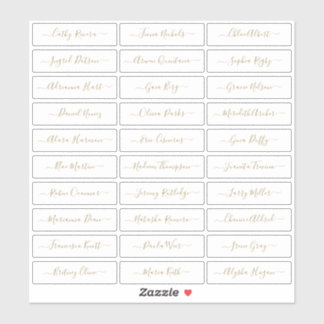 Transparent gold simple modern script guest names