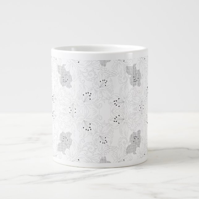 Transparent Grid Overlay – Editable PNG Texture Large Coffee Mug (Front)