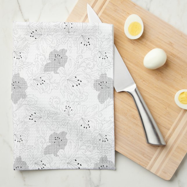 Transparent Grid Overlay – Editable PNG Texture Tea Towel (Quarter Fold)