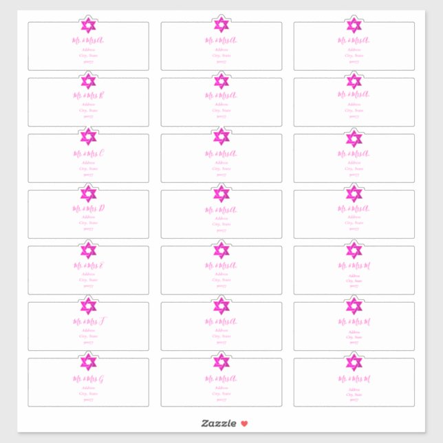 Transparent Guest Address Labels, Hot Pink (Sheet)