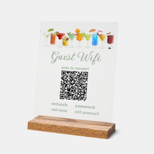 Transparent Guest WiFi Sign with QR Code 