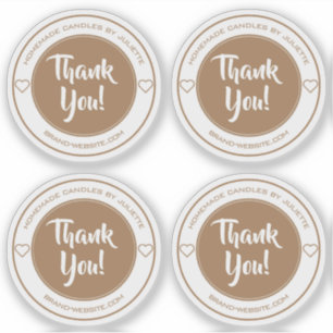 Transparent Kraft Heart Thank You Sticker Labels