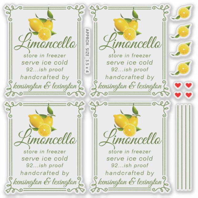 Transparent Limoncello Price For 4 Labels (Front)
