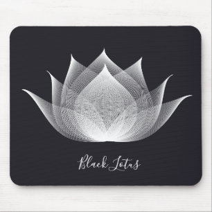 Transparent Lotus Black and White Floral Template Mouse Pad