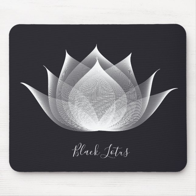 Transparent Lotus Black and White Floral Template Mouse Pad (Front)