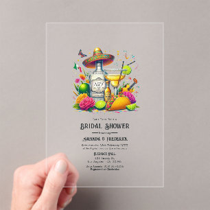Transparent Mexican Fiesta Sombrero Bridal Shower Acrylic Invitations