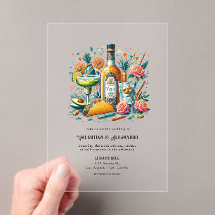 Transparent Mexican Fiesta Tequila & Tacos Wedding Acrylic Invitations