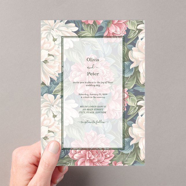 Transparent Modern Floral Wedding Invitation (Insitu (Handheld))