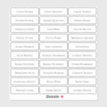 Transparent modern minimalist guest names<br><div class="desc">Modern minimalist wedding guest names sticker with modern serif font name,  simple and elegant. Can be used on place cards for wedding and any other event. Available in Clear and White.</div>