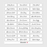 Transparent modern script guest names sticker<br><div class="desc">Minimalist wedding guest names sticker with modern handwritten script name,  simple and elegant. Can be used on place cards for wedding and any other event. Available in Clear and White.</div>