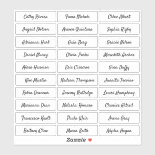 Transparent modern script guest names sticker