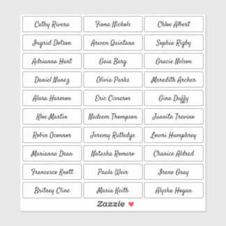 Transparent modern script guest names sticker