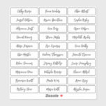 Transparent modern script guest names sticker<br><div class="desc">Minimalist wedding guest names sticker with modern stylish script name,  simple and elegant. Can be used on place cards for wedding and any other event. Available in Clear and White.</div>