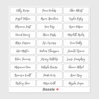 Transparent modern script guest names sticker
