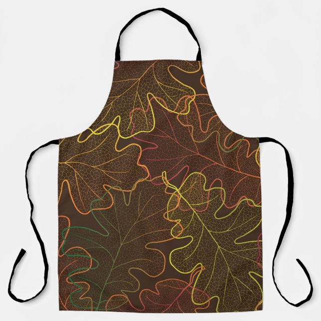 Transparent Oak Leaves, Autumn Pattern. Apron (Front)