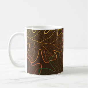 Transparent Oak Leaves, Autumn Pattern. Coffee Mug