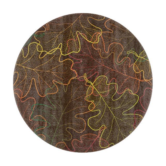 Transparent Oak Leaves, Autumn Pattern. Cutting Board (Front)